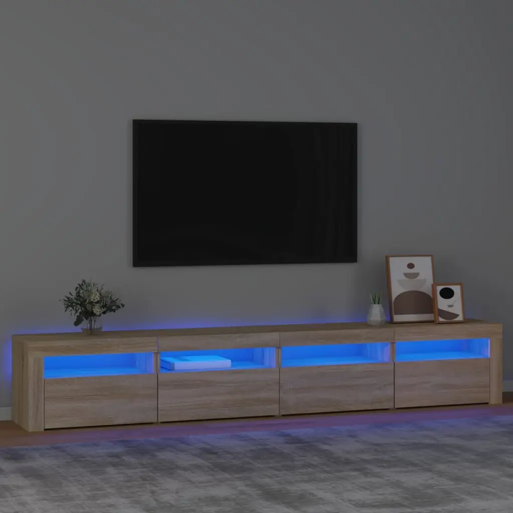 Mobile Porta TV con Luci LED Rovere Sonoma 240x35x40 cm