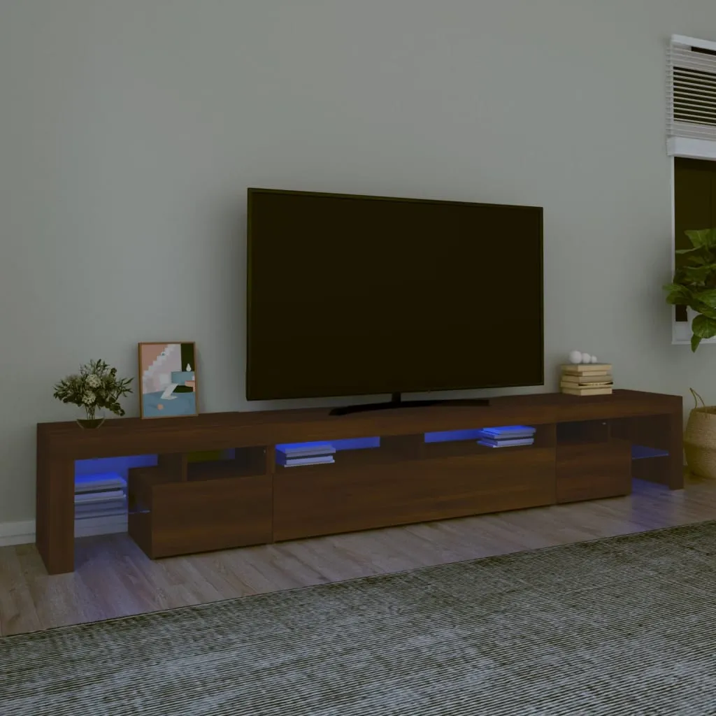 vidaXL Mobile Porta TV con Luci LED Rovere Marrone 260x36,5x40 cm