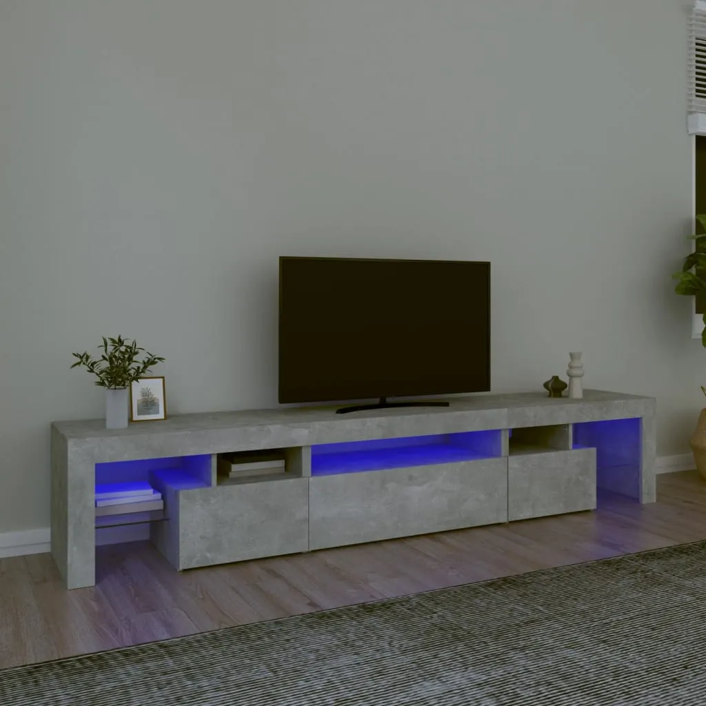 vidaXL Mobile Porta TV con Luci LED Grigio Cemento 215x36,5x40 cm