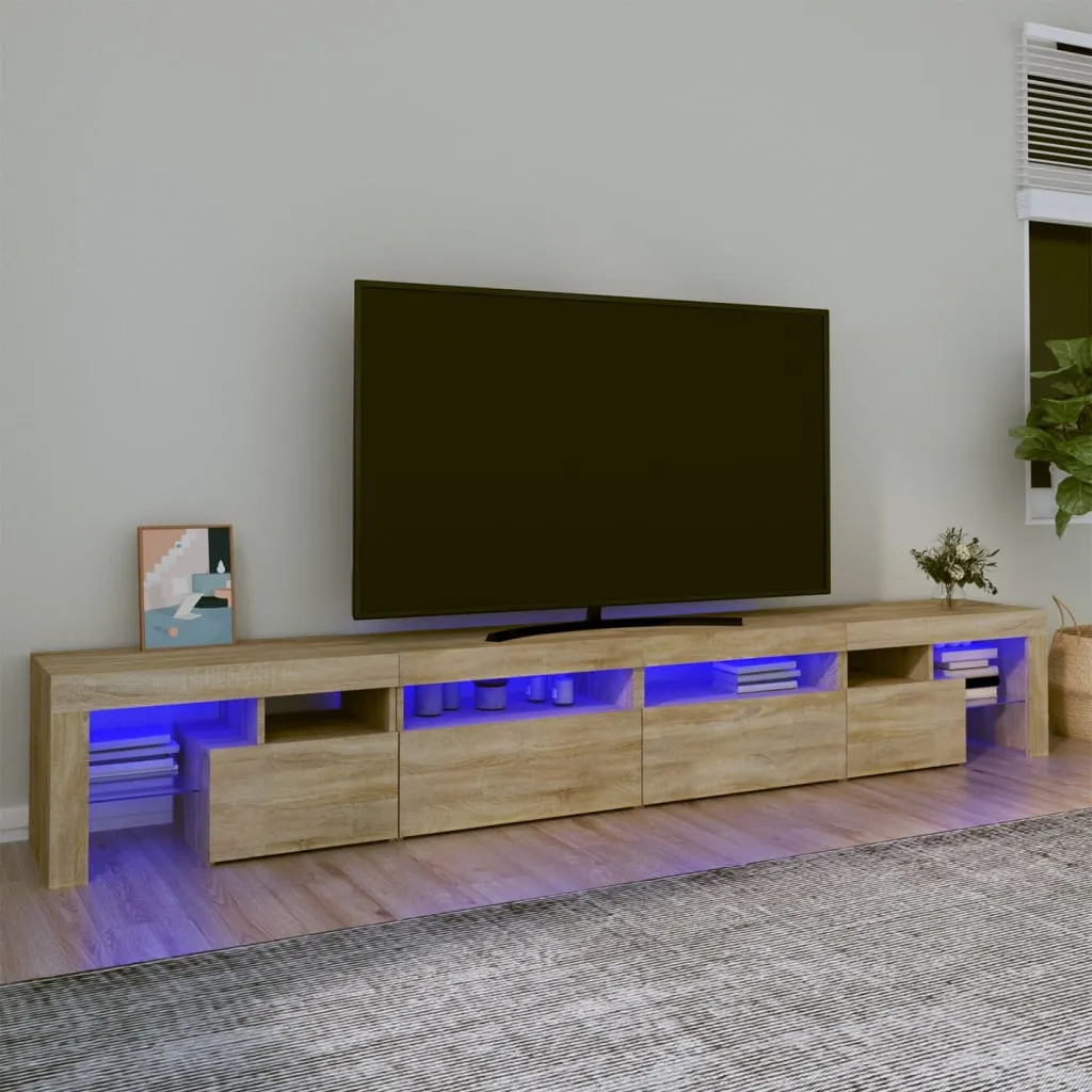 vidaXL Mobile Porta TV con Luci LED Rovere Sonoma 260x36,5x40 cm