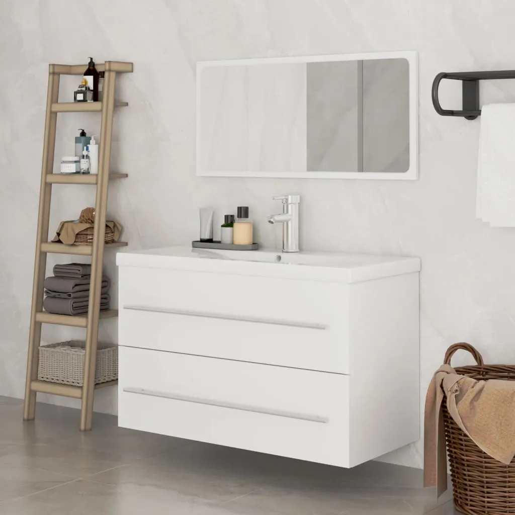 vidaXL Set Mobili da Bagno 3 pz Bianco