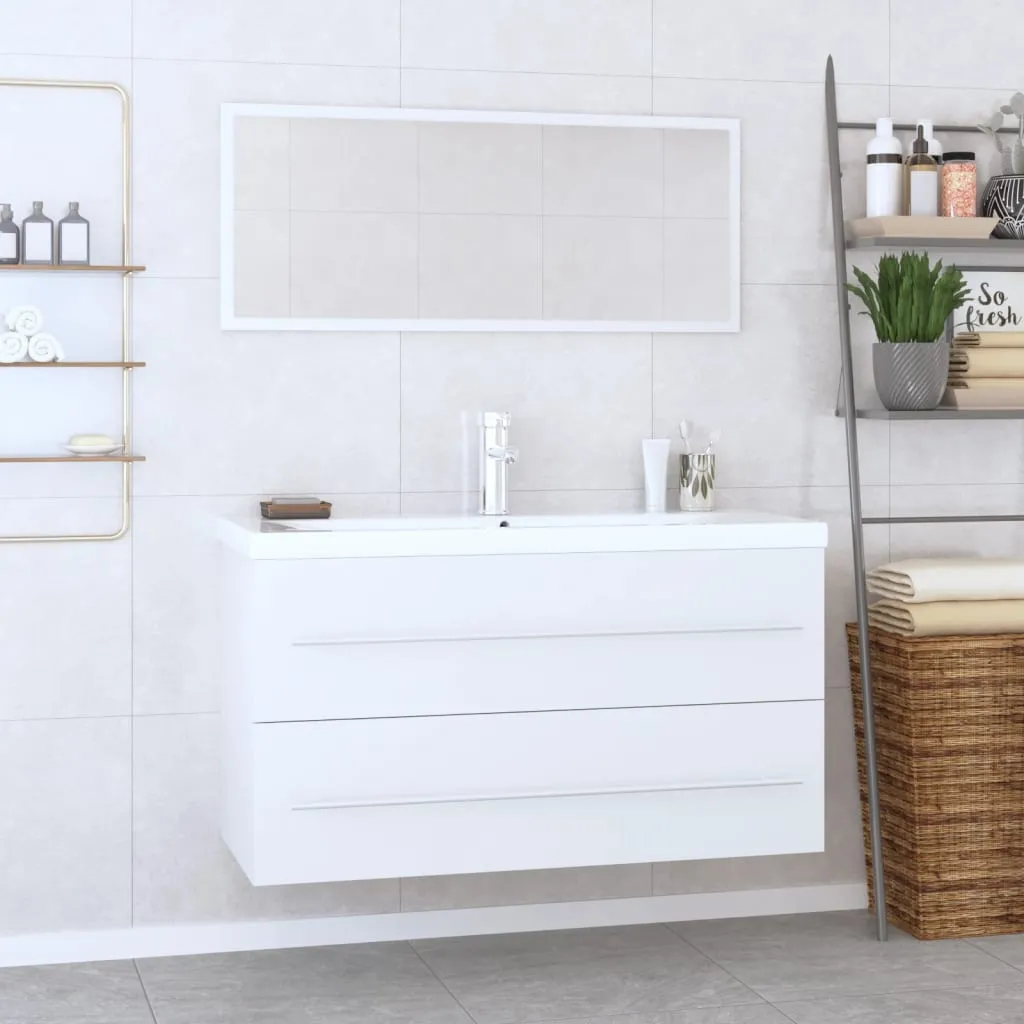 vidaXL Set Mobili da Bagno 3 pz Bianco Lucido