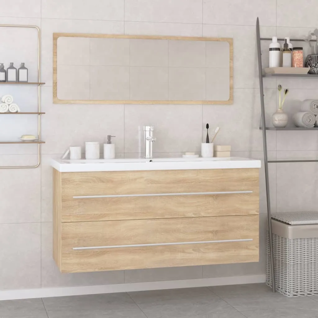 vidaXL Set Mobili da Bagno Rovere Sonoma in Legno Multistrato