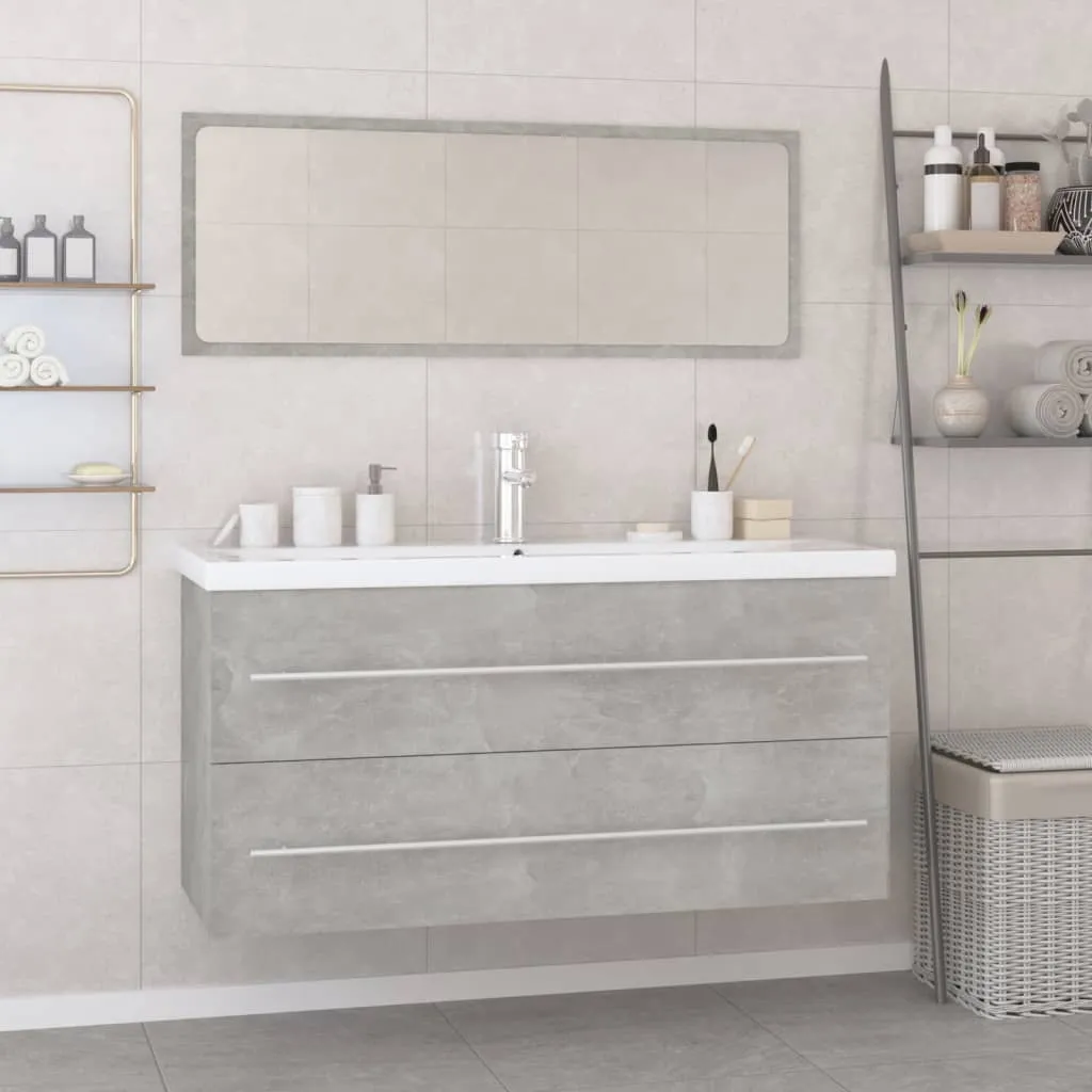 vidaXL Set Mobili da Bagno Grigio Cemento in Legno Multistrato