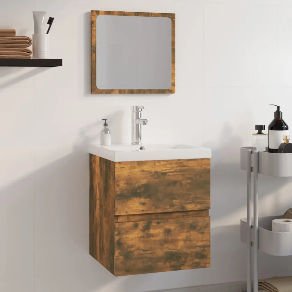 vidaXL Set di Mobili da Bagno Rovere Fumo in Legno Multistrato