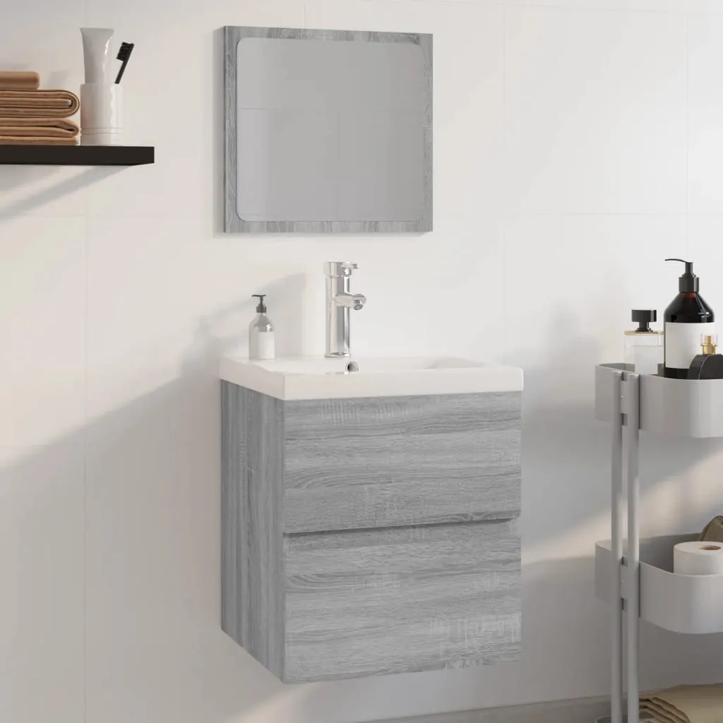 vidaXL Set di Mobili da Bagno Grigio Sonoma in Legno Multistrato