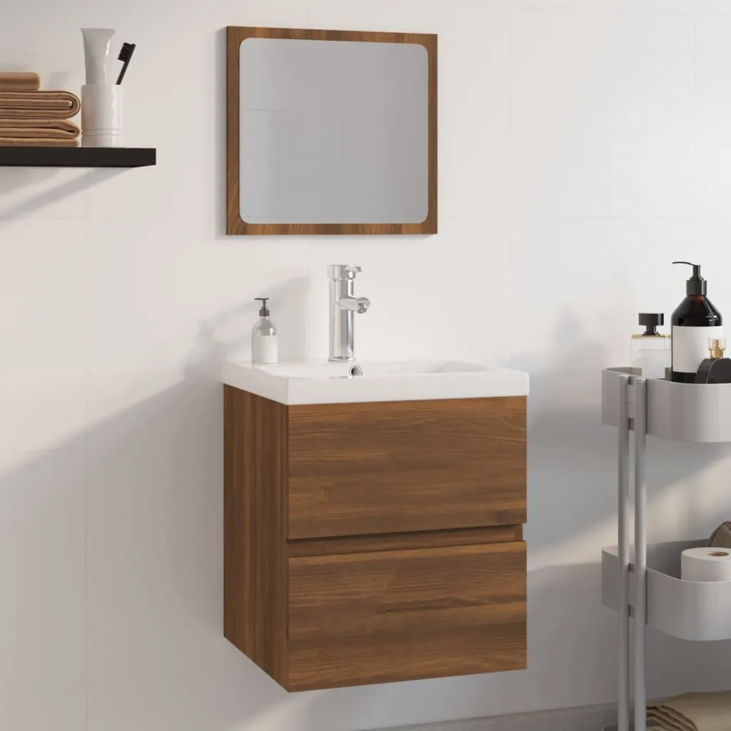 vidaXL Set Mobili da Bagno Rovere Marrone in Legno Multistrato