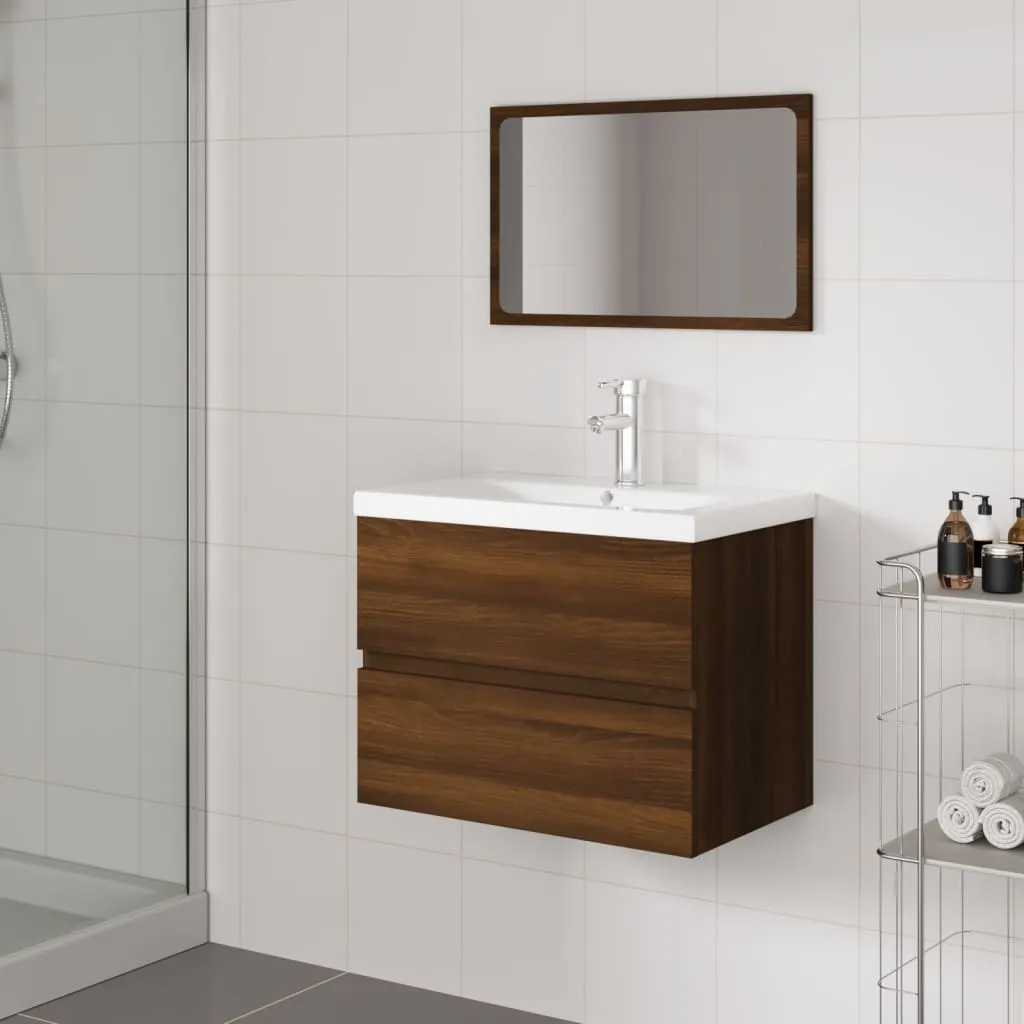 vidaXL Set Mobili da Bagno Rovere Marrone in Legno Multistrato