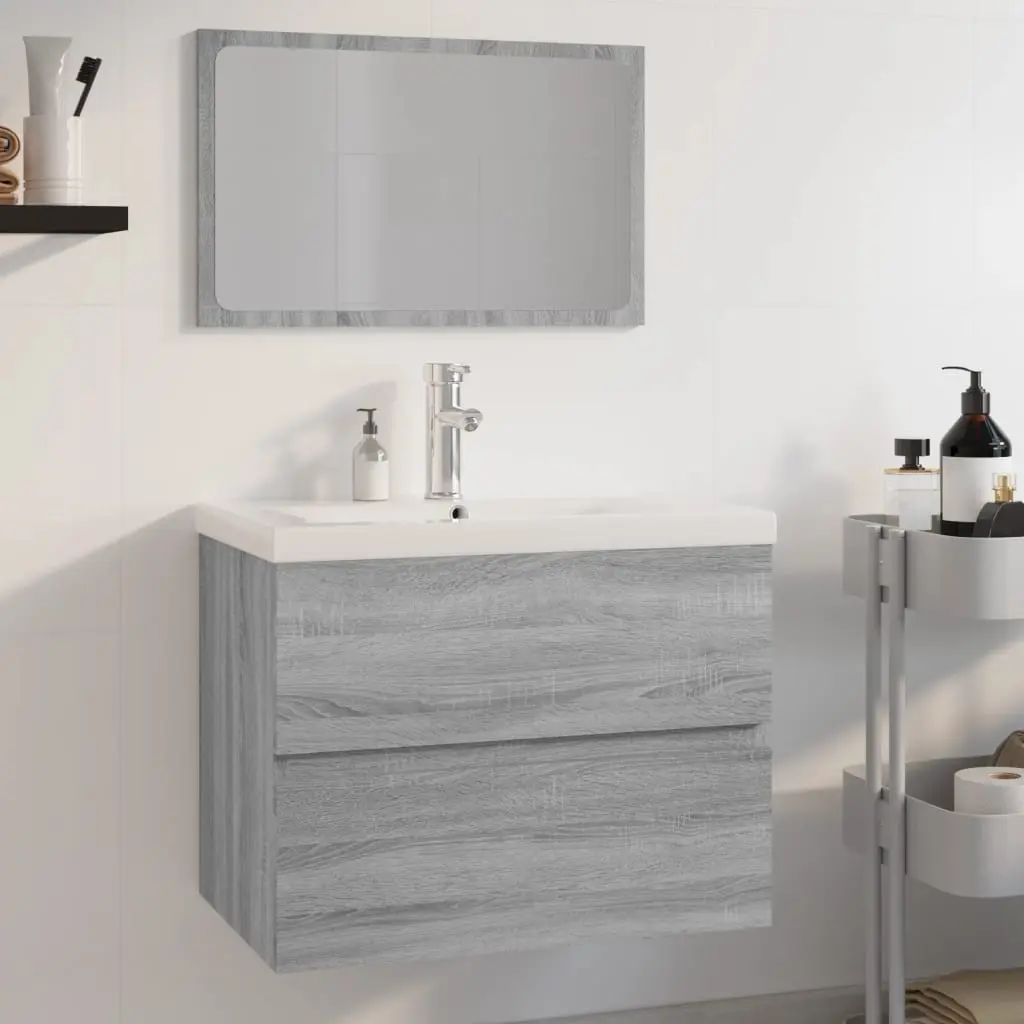 Set di Mobili da Bagno Grigio Sonoma in Legno Multistrato