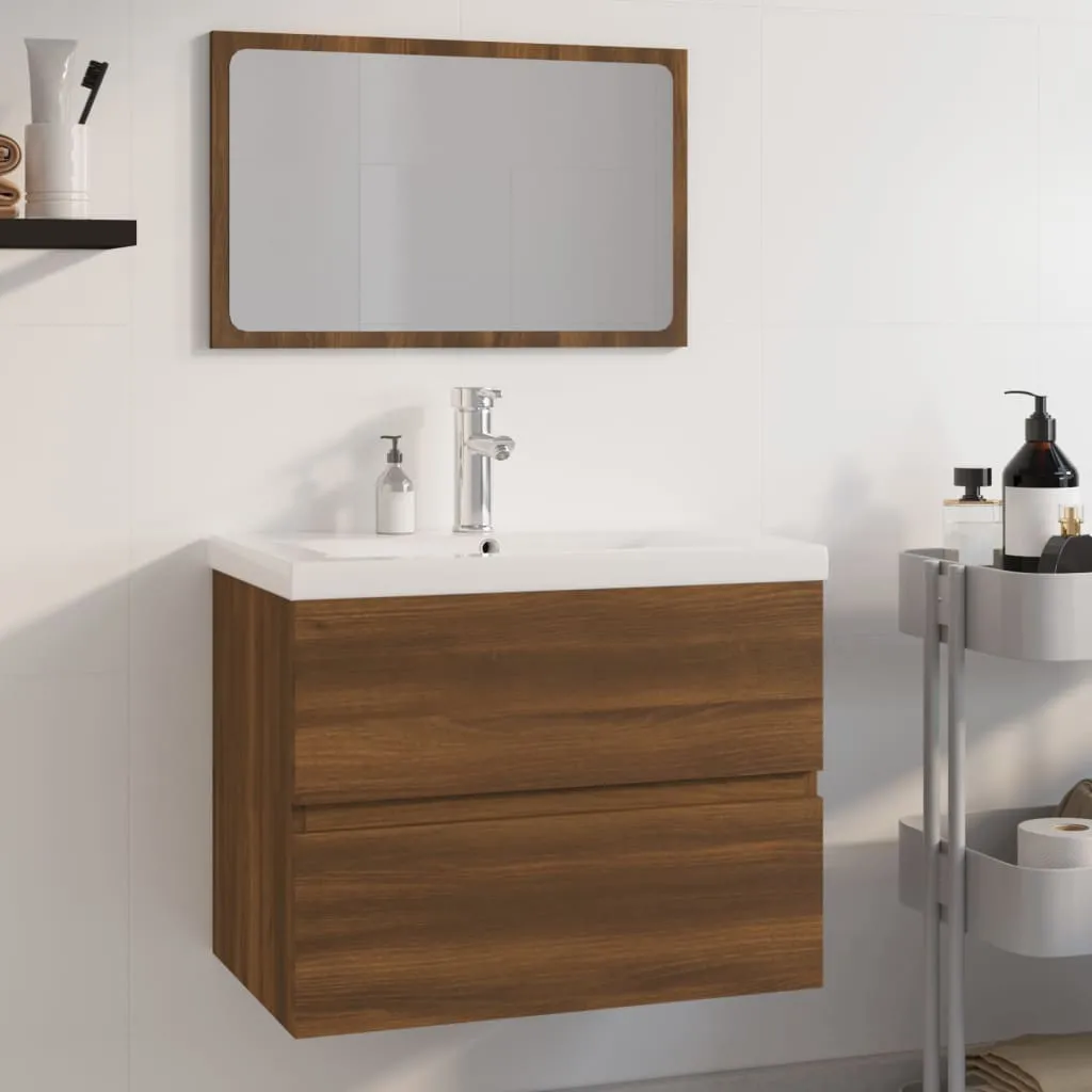 vidaXL Set Mobili da Bagno Rovere Marrone in Legno Multistrato