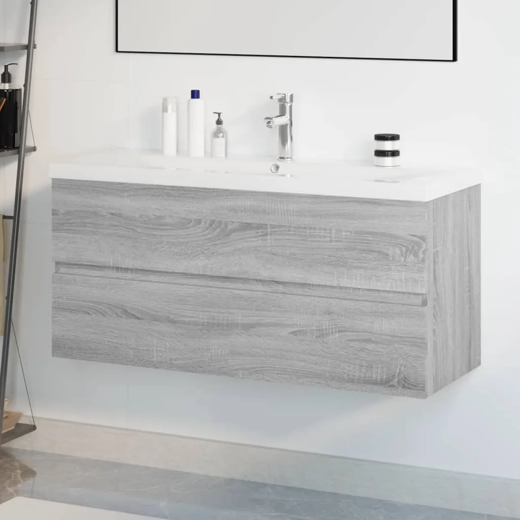 vidaXL Mobile Bagno e Lavabo Integrato Grigio Sonoma Legno Multistrato