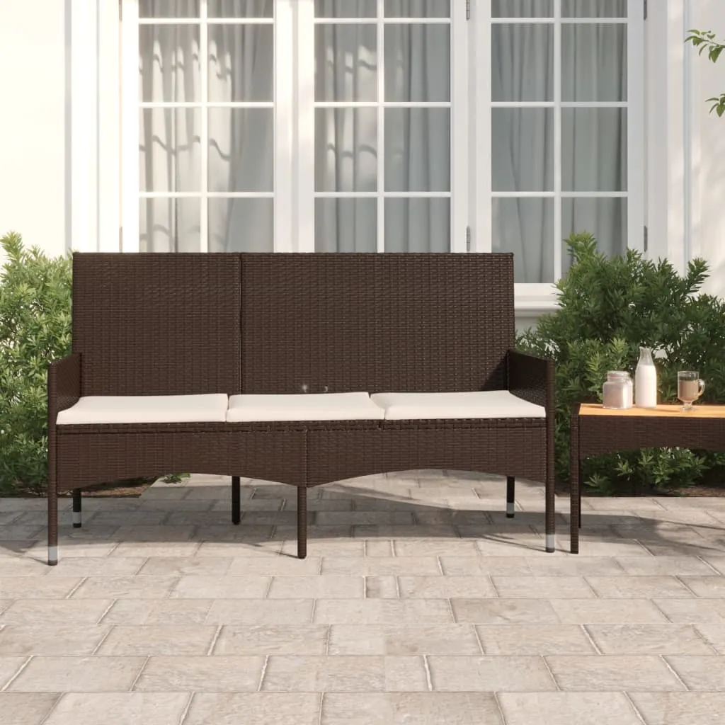 vidaXL Panca da Giardino a 3 Posti con Cuscini in Polyrattan Marrone