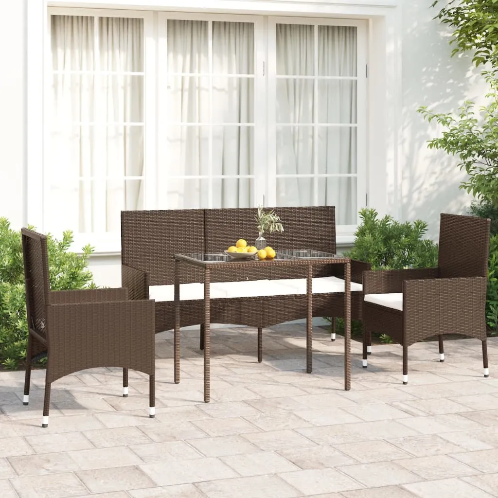 vidaXL Set Mobili da Giardino 4 pz con Cuscini in Polyrattan Marrone