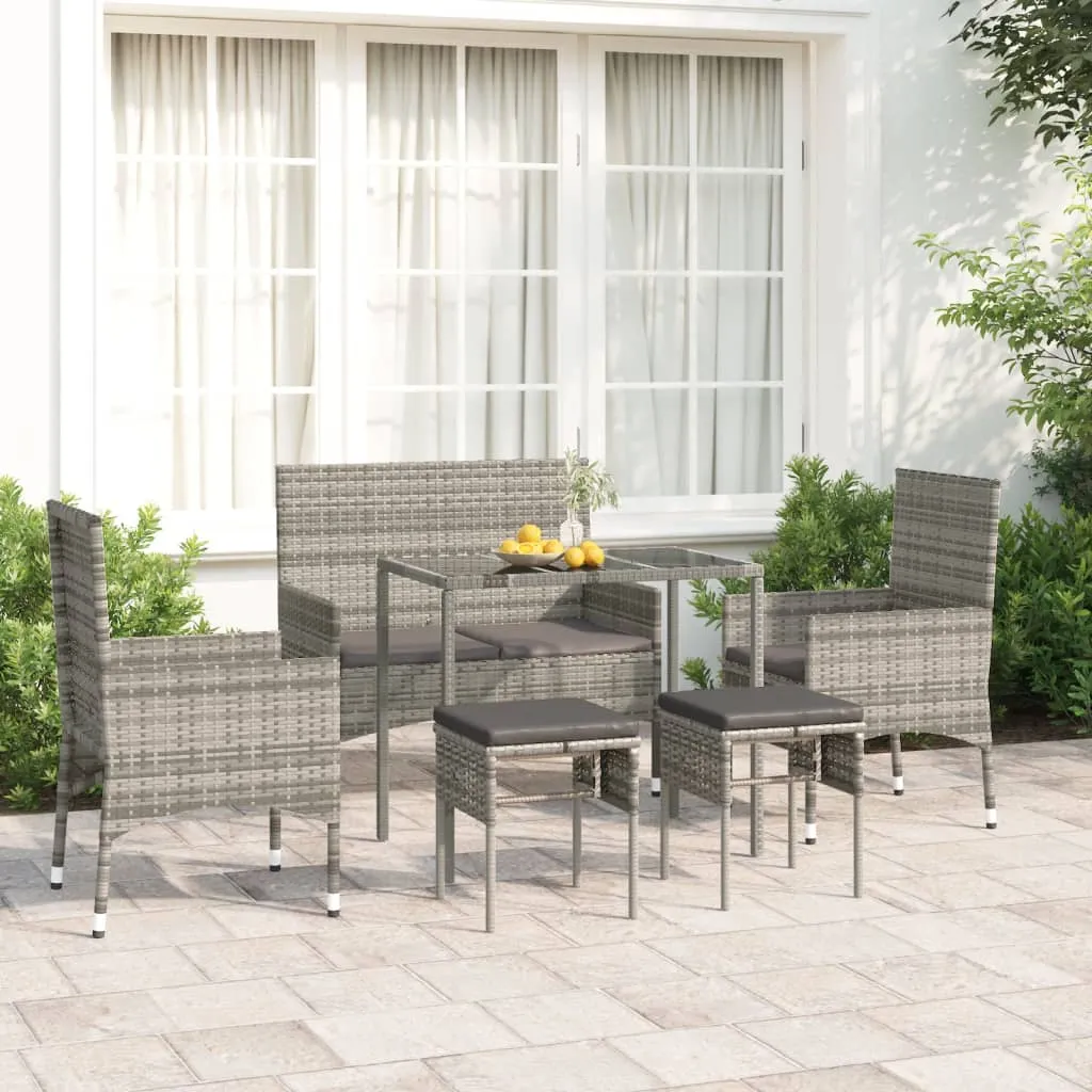 vidaXL Set Divani da Giardino 6 pz con Cuscini in Polyrattan Grigio