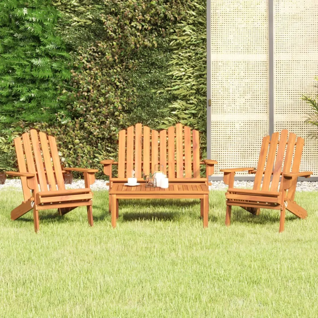 vidaXL Set Salotto da Giardino Adirondack 4pz Legno Massello di Acacia