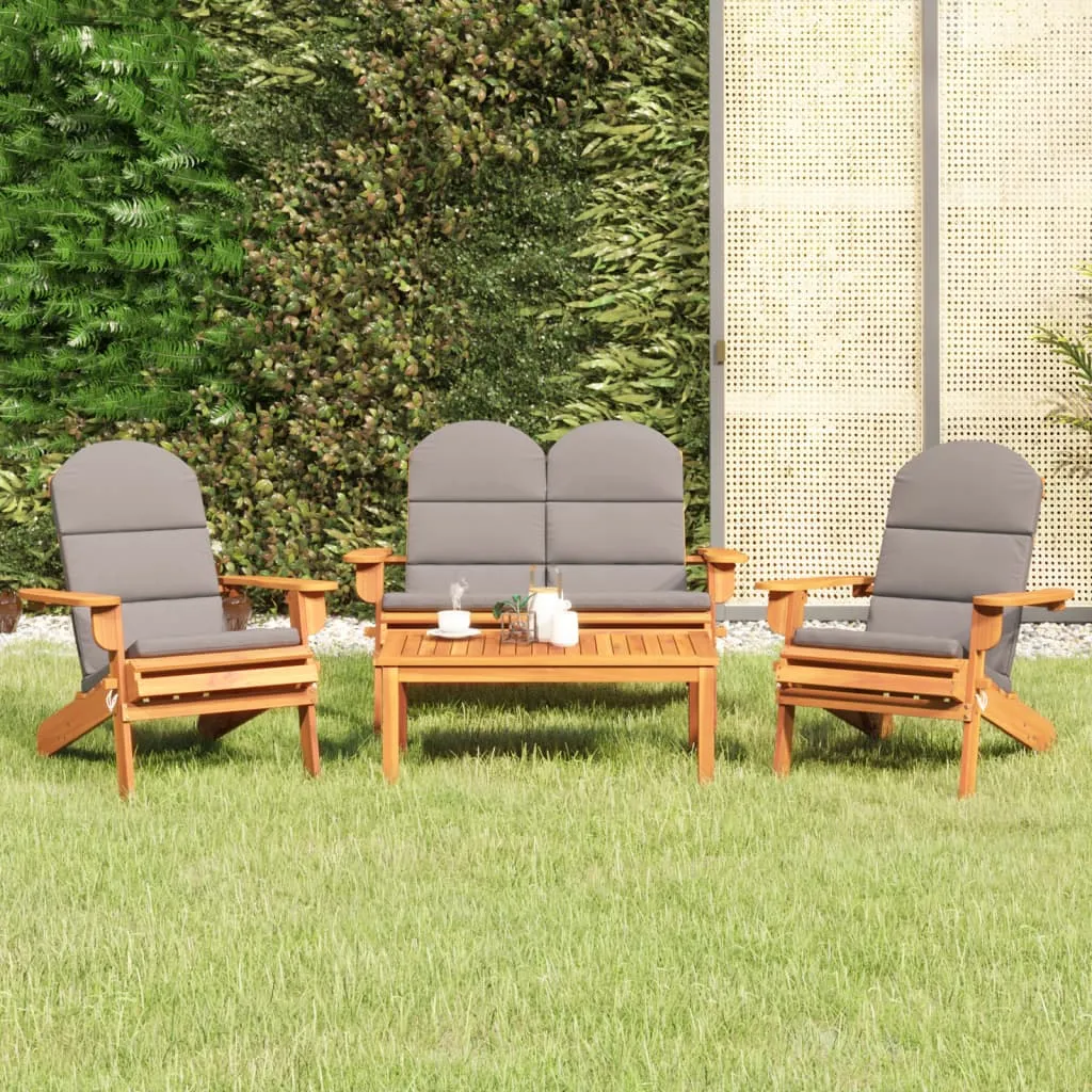 vidaXL Set Salotto da Giardino Adirondack 4pz Legno Massello di Acacia