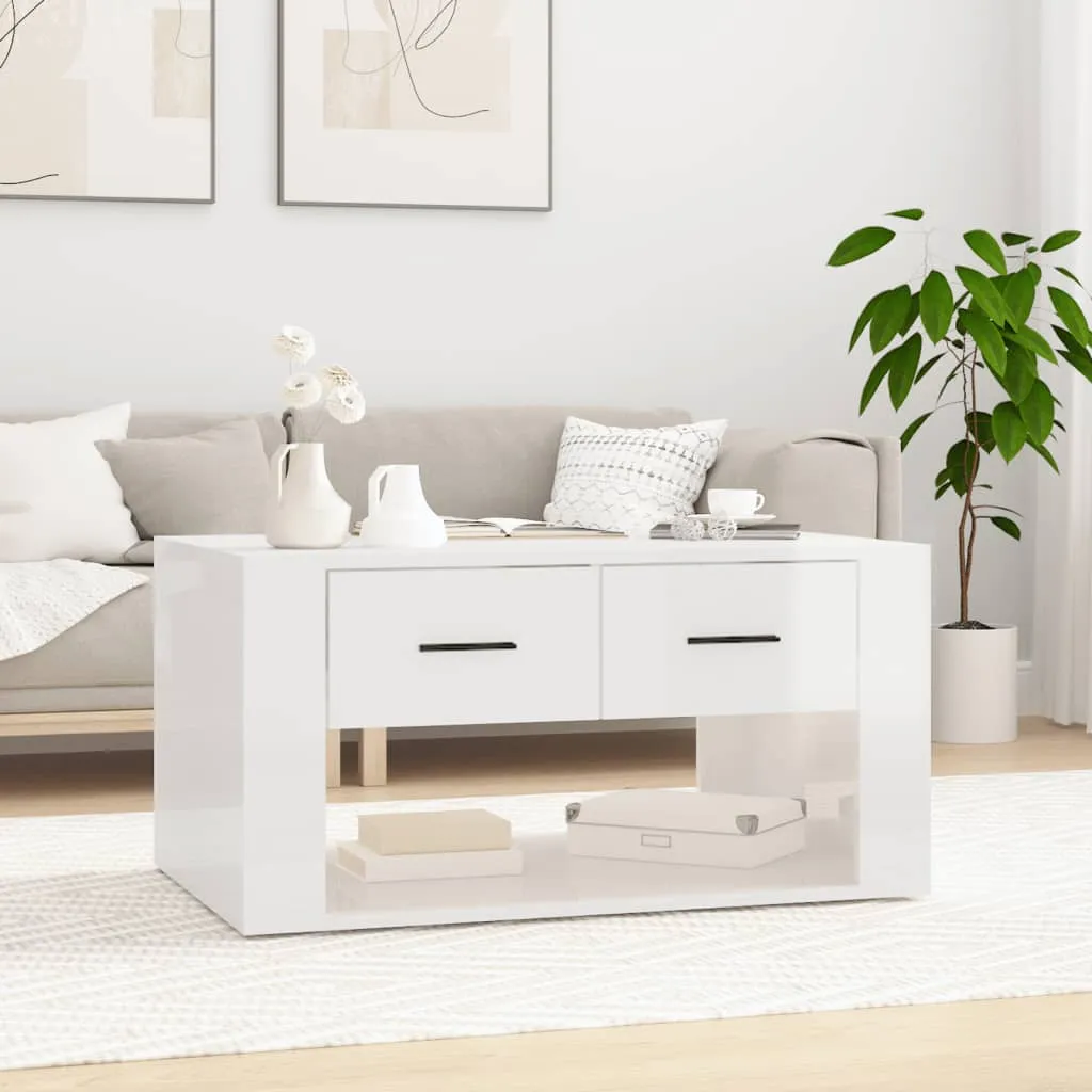 vidaXL Tavolino da Salotto Bianco Lucido 80x50x40 cm Legno Multistrato