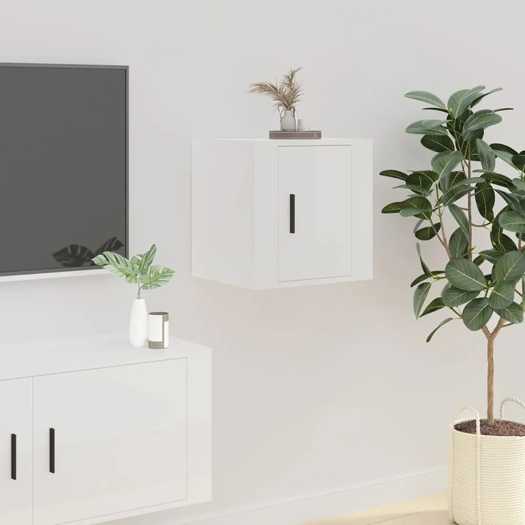 vidaXL Mobile Porta TV a Parete Bianco Lucido 40x34,5x40 cm