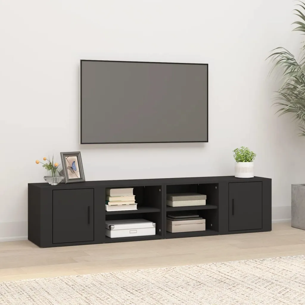 vidaXL Mobili Porta TV 2 pz Nero 80x31,5x36 cm in Legno Multistrato