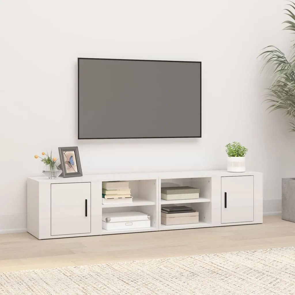 vidaXL Mobili TV 2 pz Bianco Lucido 80x31,5x36cm in Legno Multistrato