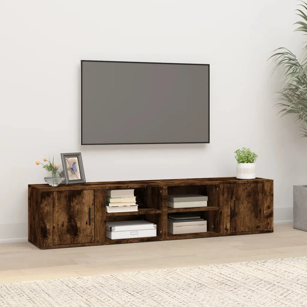 vidaXL Mobili TV 2pz Rovere Fumo 80x31,5x36 cm in Legno Multistrato