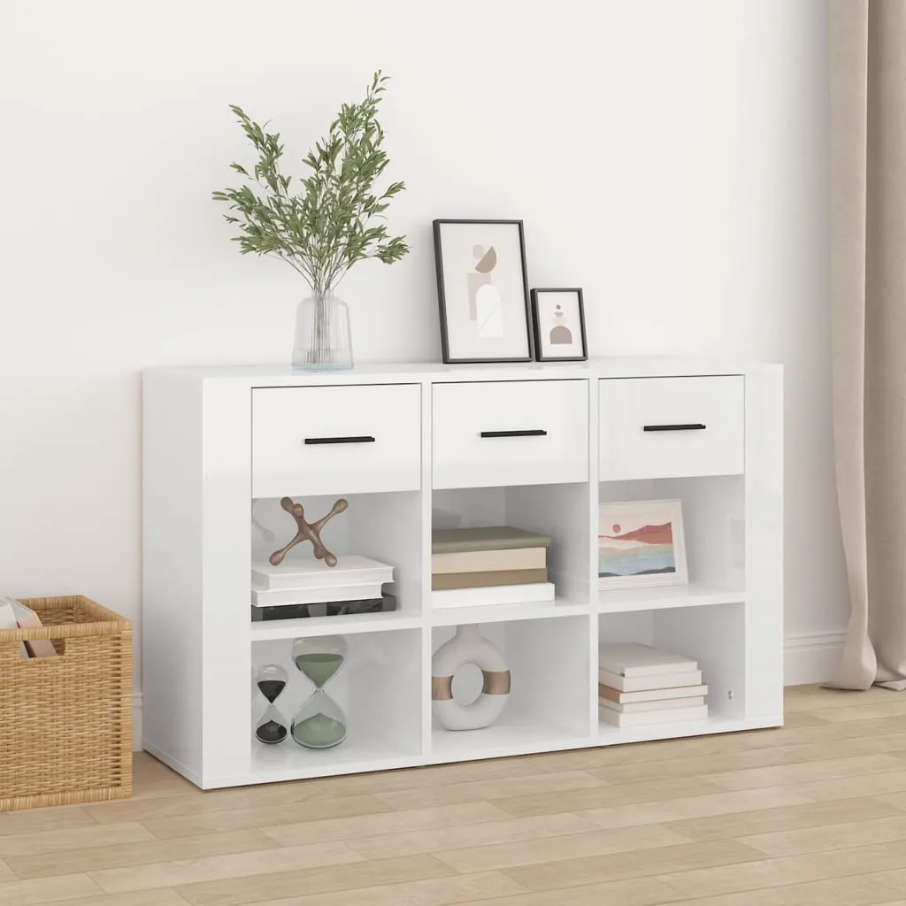 vidaXL Credenza Bianco Lucido 100x30x59,5 cm in Legno Multistrato