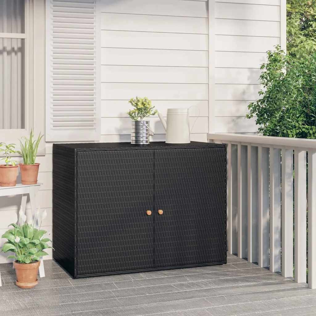 vidaXL Mobile Portaoggetti da Giardino Nero 100x55,5x80 cm Polyrattan