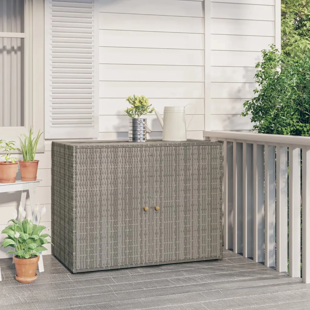 vidaXL Mobile Portaoggetti da Giardino Grigio 100x55,5x80cm Polyrattan