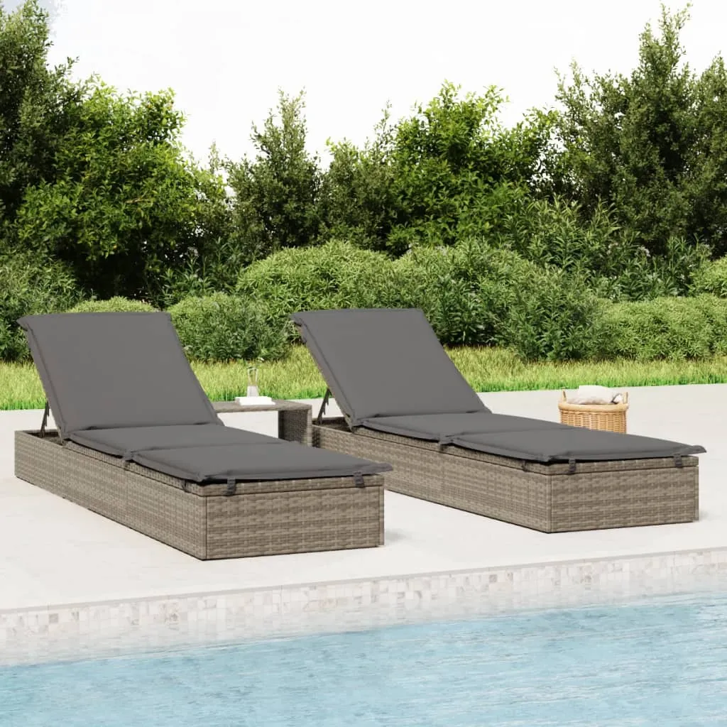 vidaXL Lettino con Cuscino Grigio 201x55x62 cm in Polyrattan