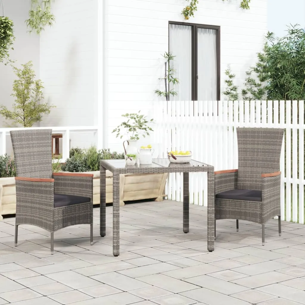 vidaXL Sedie da Giardino con Cuscini 2 pz in Polyrattan Grigie