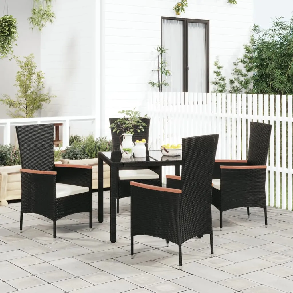 vidaXL Sedie da Giardino con Cuscini 4 pz in Polyrattan Nere