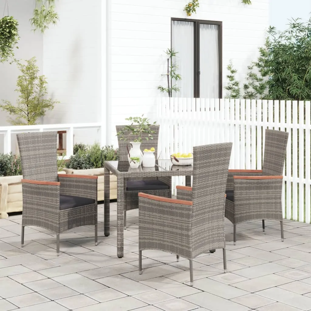 vidaXL Sedie da Giardino con Cuscini 4 pz in Polyrattan Grigie