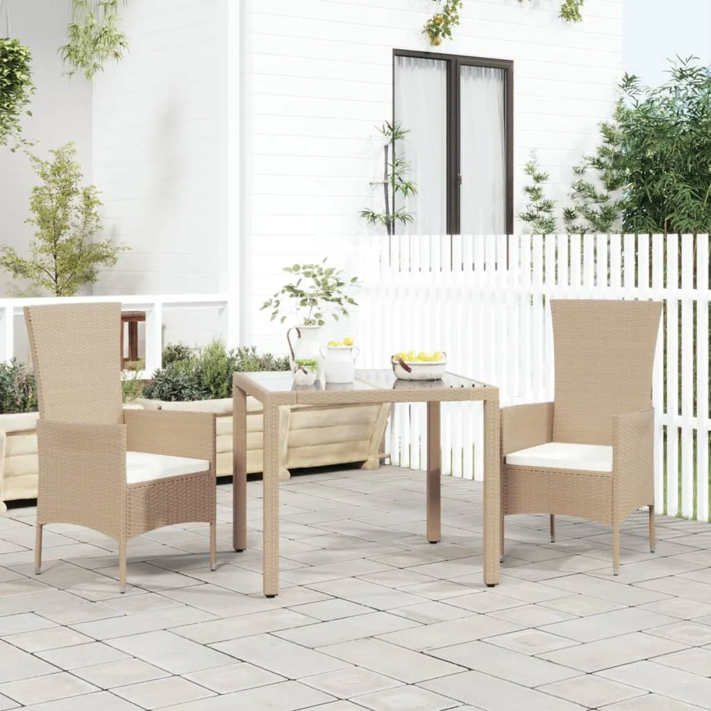 vidaXL Sedie da Giardino con Cuscini 2 pz in Polyrattan Beige