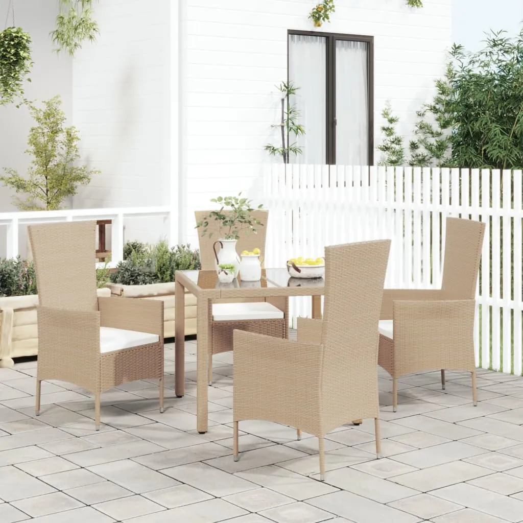 vidaXL Sedie da Giardino con Cuscini 4 pz in Polyrattan Beige