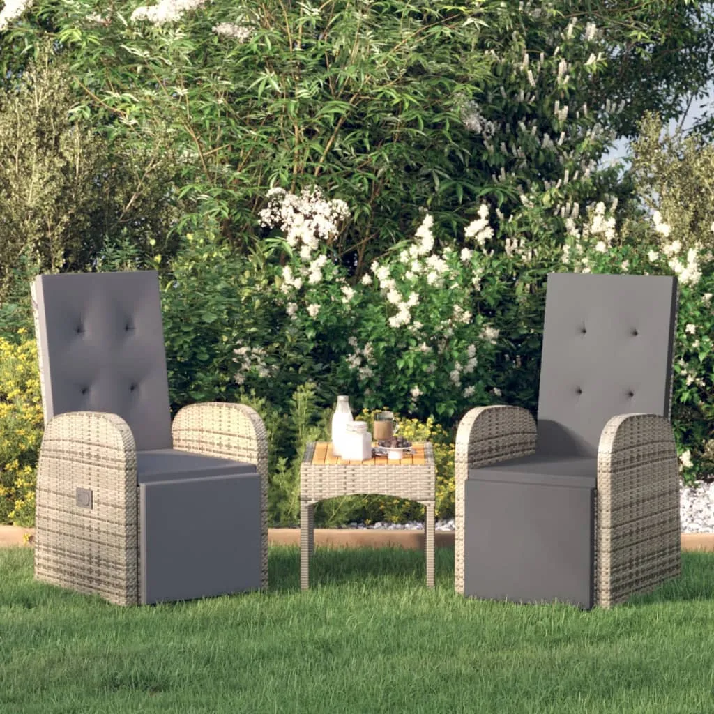 vidaXL Sedie Reclinabili da Giardino con Cuscini 2pz Grigio Polyrattan