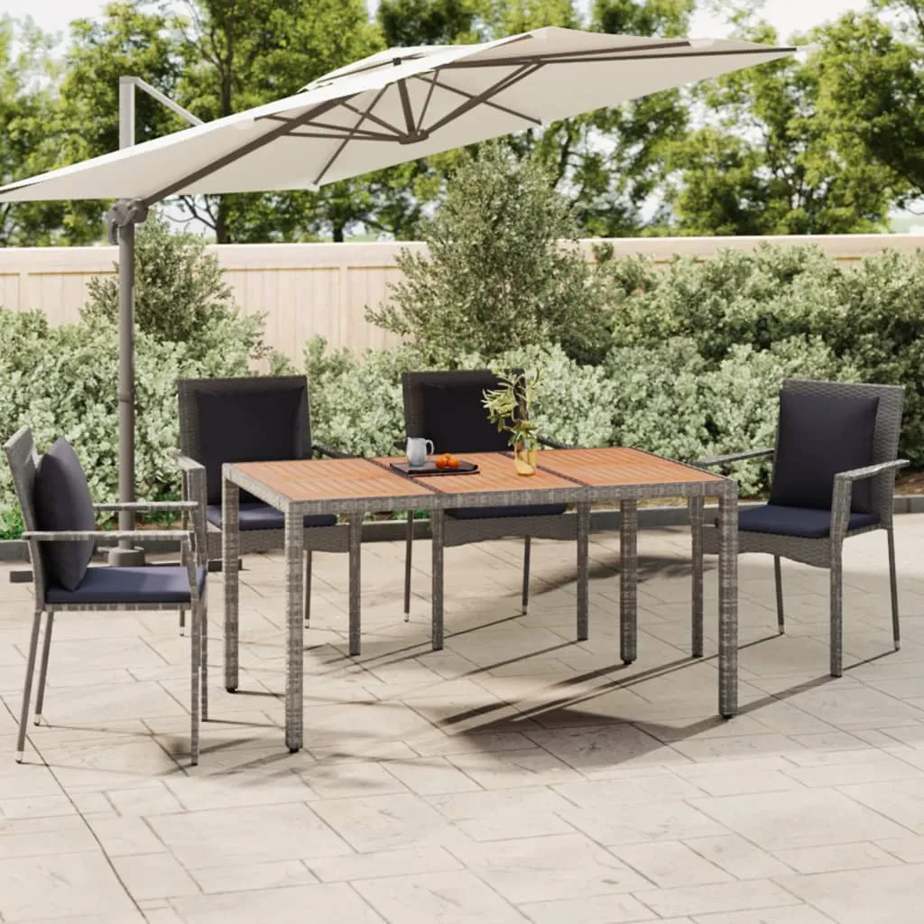 vidaXL Tavolo Giardino Piano Legno Grigio Polyrattan e Massello Acacia