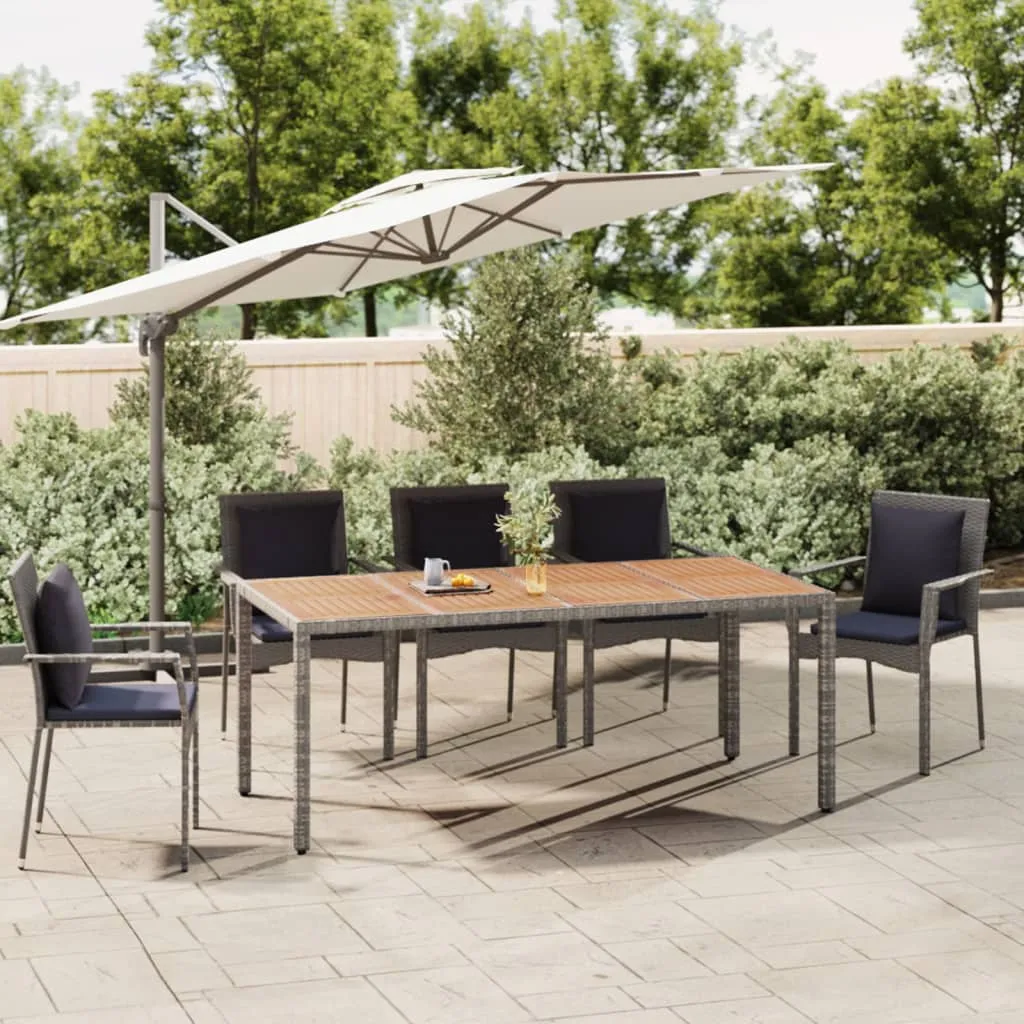 vidaXL Tavolo Giardino Piano Legno Grigio Polyrattan e Massello Acacia