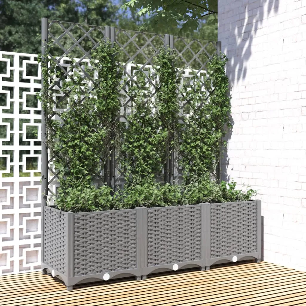 vidaXL Fioriera Giardino con Graticcio Grigio Chiaro 120x40x136cm PP