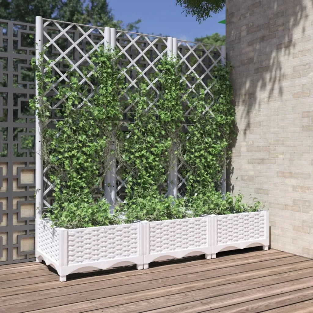 vidaXL Fioriera da Giardino con Graticcio Bianco 120x40x121,5 cm PP