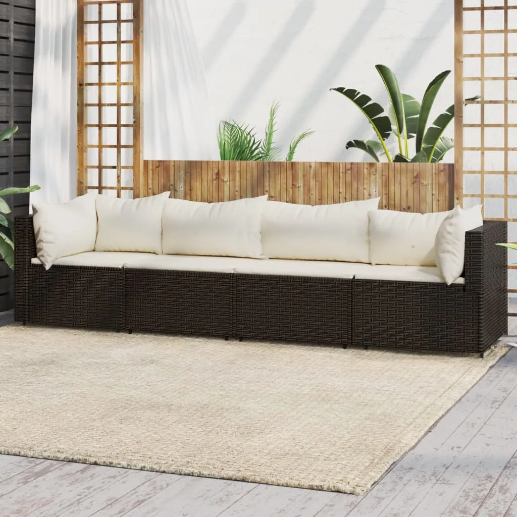 vidaXL Set Mobili da Giardino 4 pz con Cuscini in Polyrattan Marrone