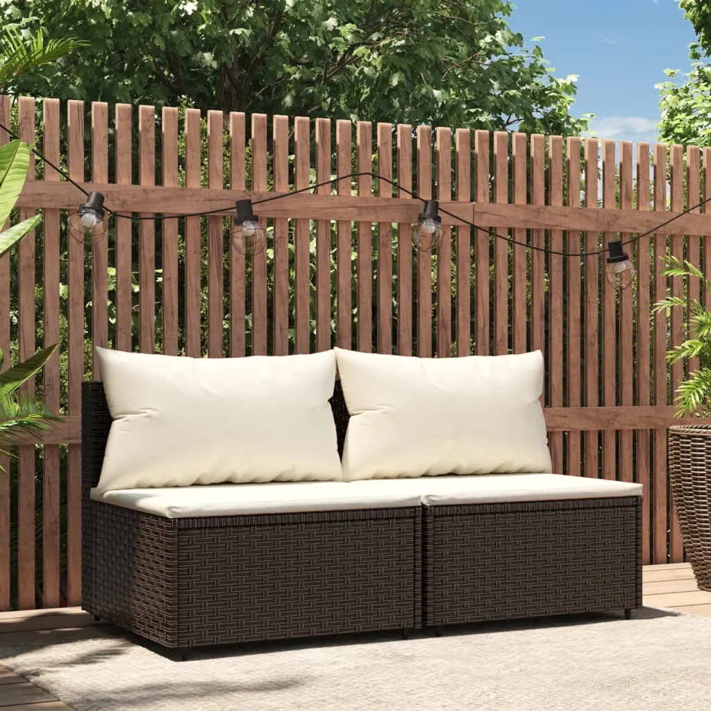 vidaXL Divani Centrali da Giardino con Cuscini 2pz Polyrattan Marrone