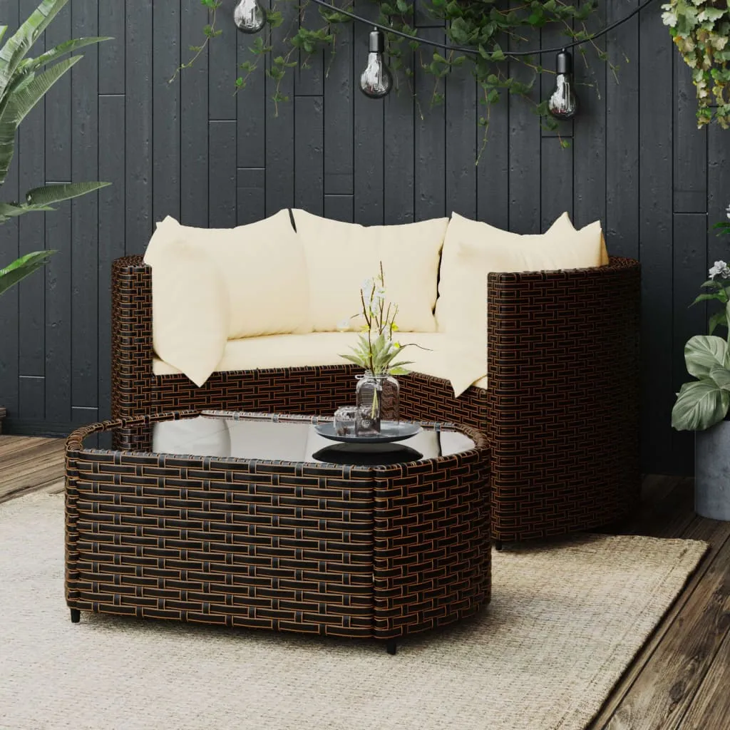 vidaXL Set Mobili da Giardino 4 pz con Cuscini in Polyrattan Marrone