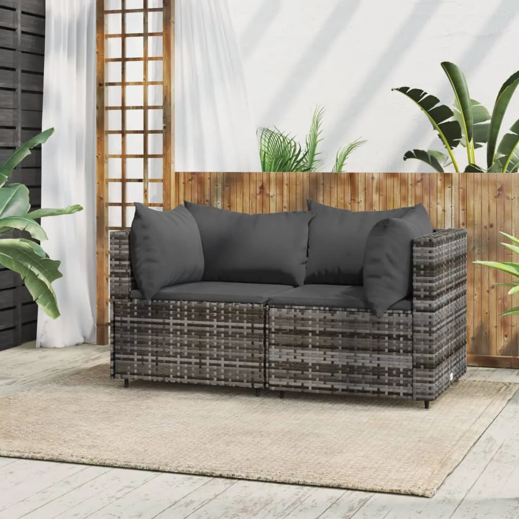 vidaXL Divani Angolari da Giardino con Cuscini 2pz Polyrattan Grigio