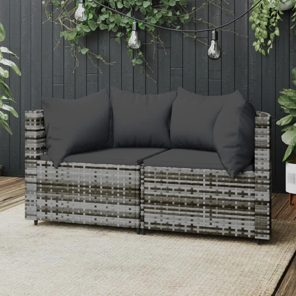 vidaXL Divani Angolari da Giardino con Cuscini 2pz Polyrattan Grigio