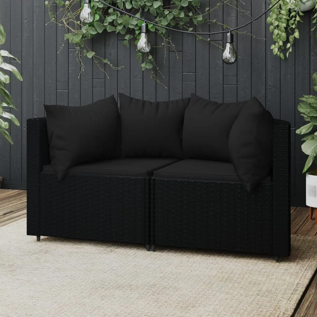 vidaXL Divani Angolari da Giardino con Cuscini 2pz in Polyrattan Nero