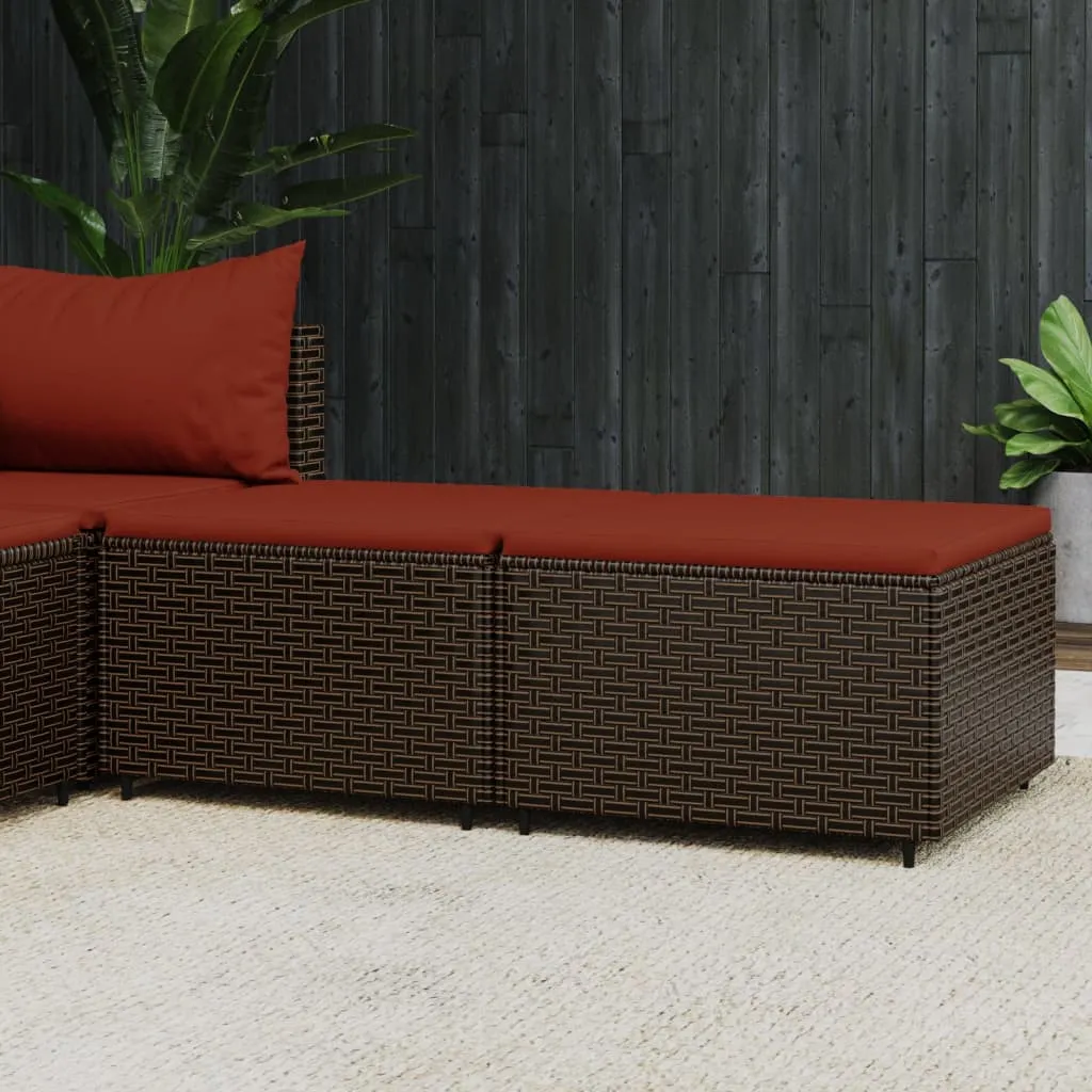 vidaXL Poggiapiedi da Giardino con Cuscini 2 pz in Polyrattan Marrone