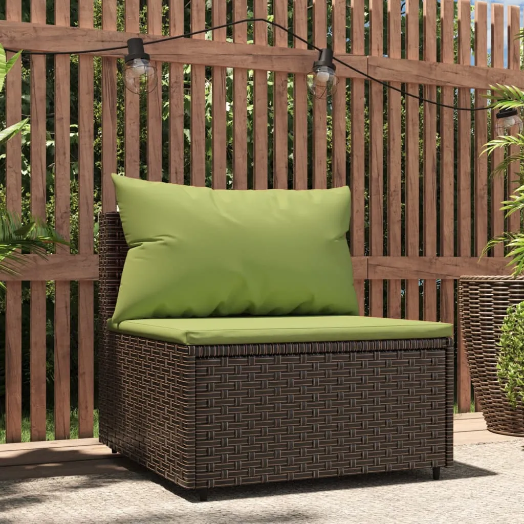 vidaXL Divano Centrale da Giardino con Cuscini in Polyrattan Marrone