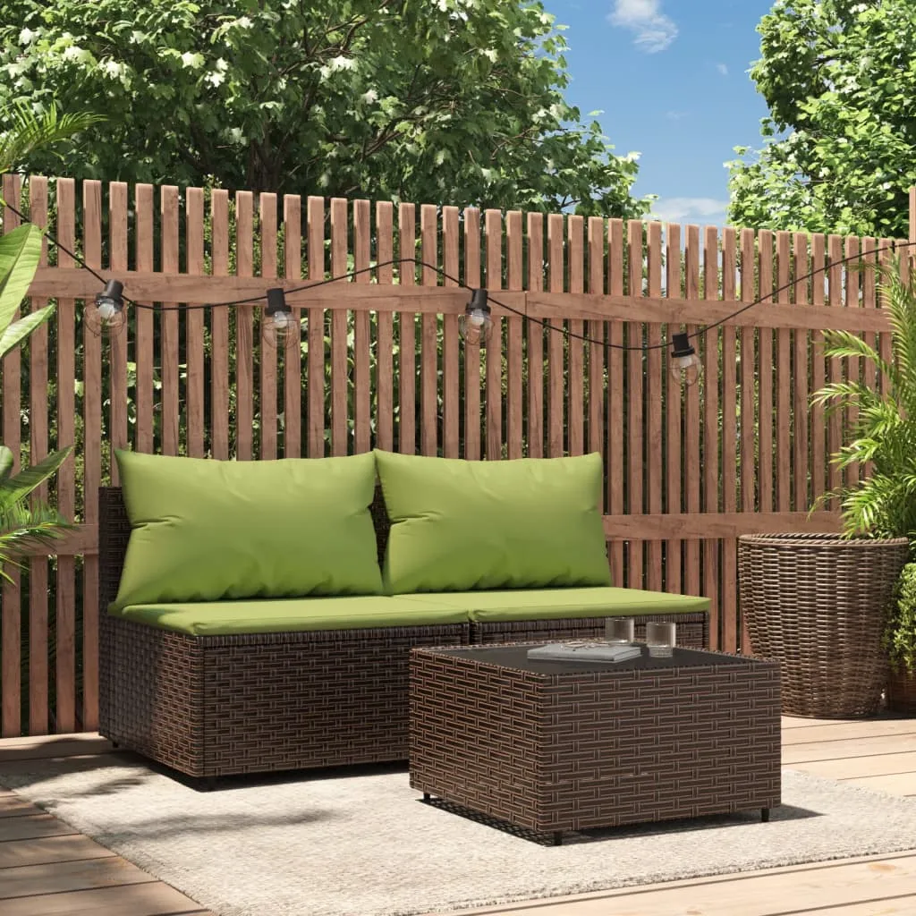 vidaXL Set Mobili da Giardino 3 pz con Cuscini in Polyrattan Marrone