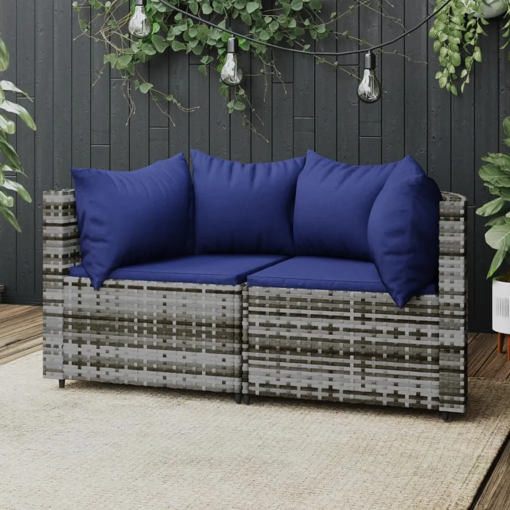 vidaXL Divani Angolari da Giardino con Cuscini 2pz Polyrattan Grigio