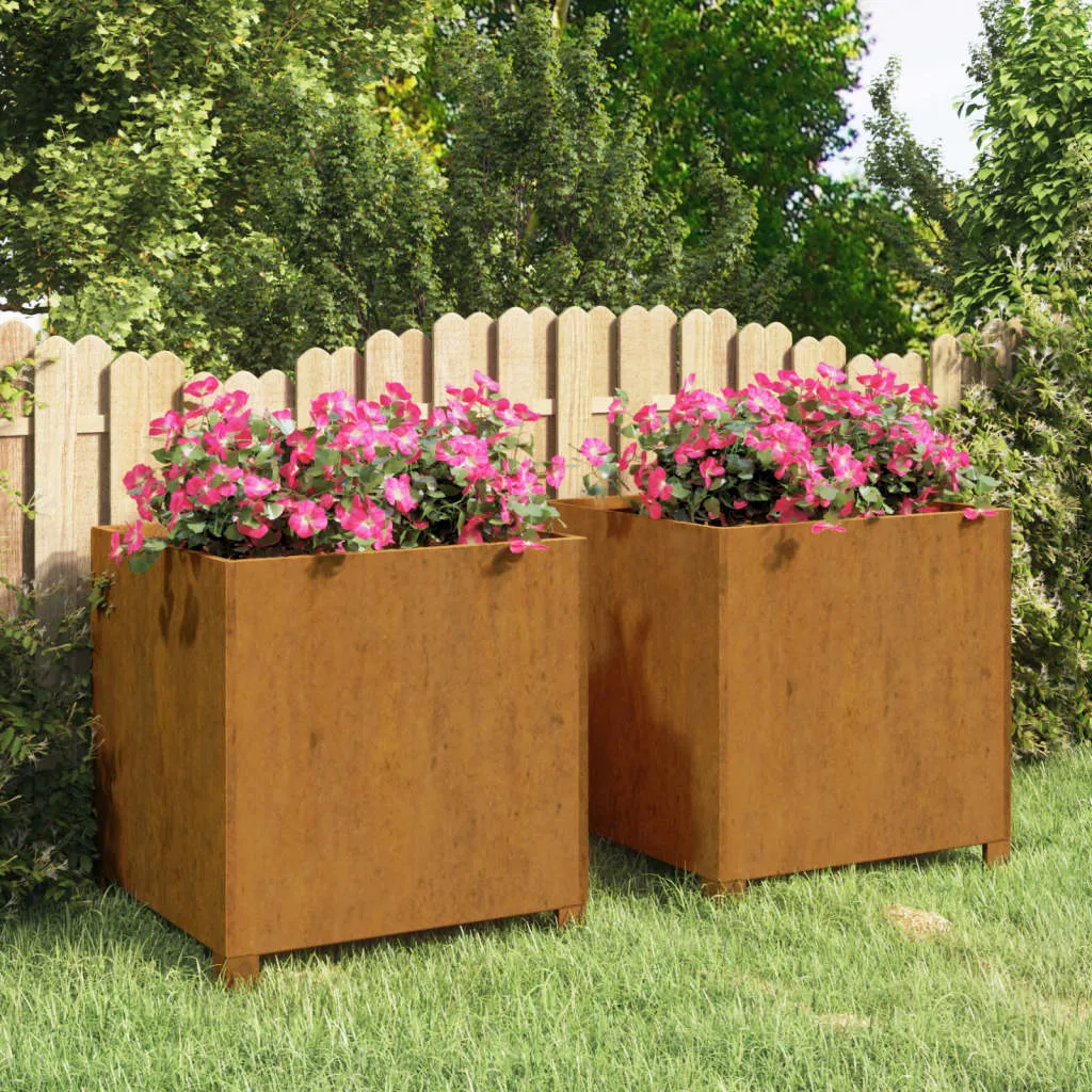 vidaXL Fioriere con Gambe 2pz Ruggine 49x47x50 cm Acciaio Corten